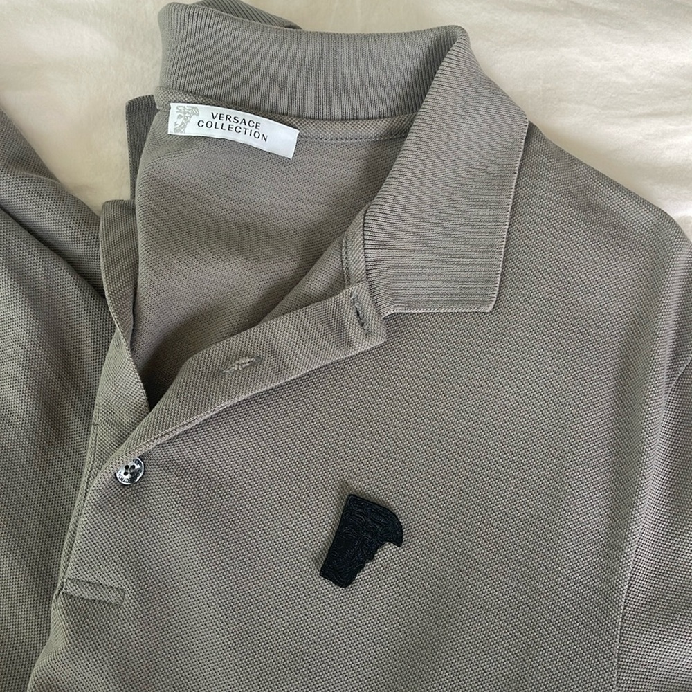 Versace collection gray men's polo